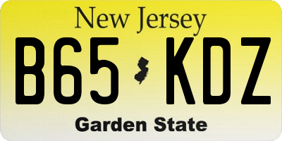 NJ license plate B65KDZ