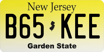 NJ license plate B65KEE