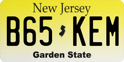 NJ license plate B65KEM
