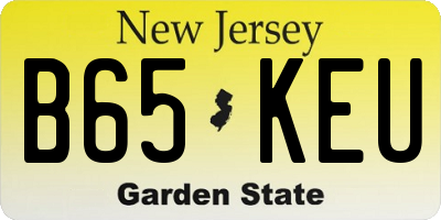 NJ license plate B65KEU