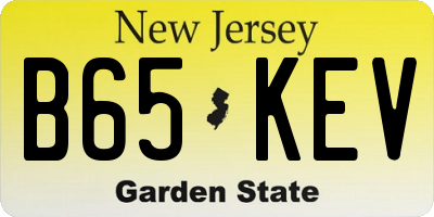 NJ license plate B65KEV