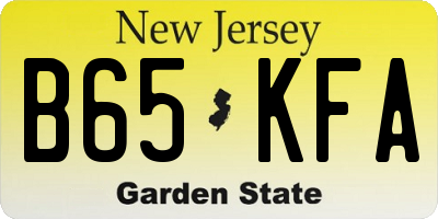 NJ license plate B65KFA