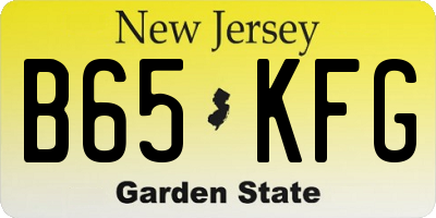 NJ license plate B65KFG