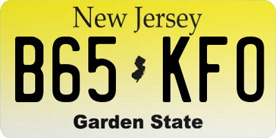NJ license plate B65KFO