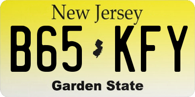 NJ license plate B65KFY