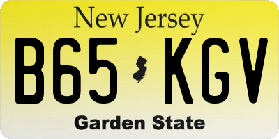 NJ license plate B65KGV