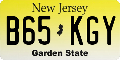 NJ license plate B65KGY