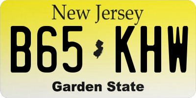 NJ license plate B65KHW