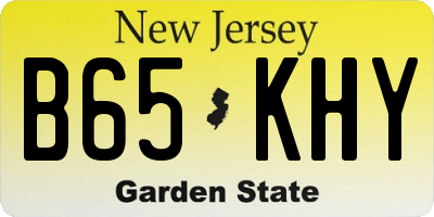 NJ license plate B65KHY