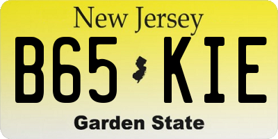 NJ license plate B65KIE