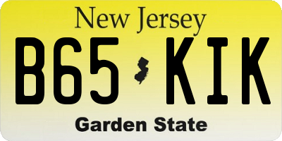 NJ license plate B65KIK