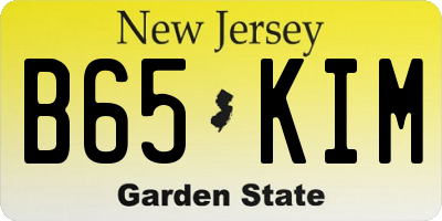 NJ license plate B65KIM
