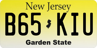NJ license plate B65KIU