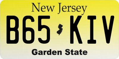 NJ license plate B65KIV