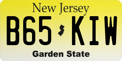 NJ license plate B65KIW