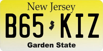 NJ license plate B65KIZ