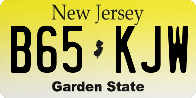 NJ license plate B65KJW