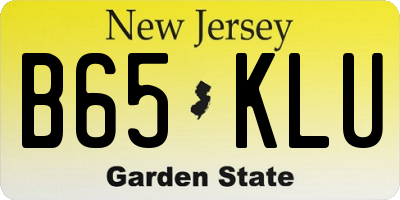 NJ license plate B65KLU