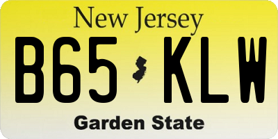 NJ license plate B65KLW
