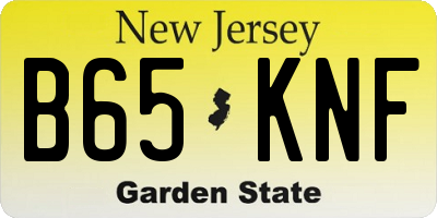 NJ license plate B65KNF