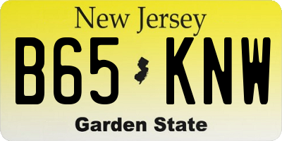 NJ license plate B65KNW