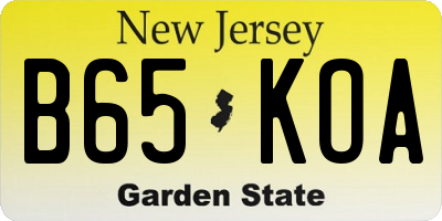 NJ license plate B65KOA