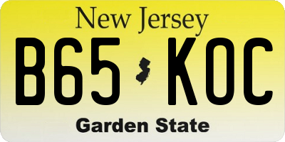 NJ license plate B65KOC