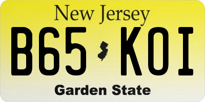 NJ license plate B65KOI