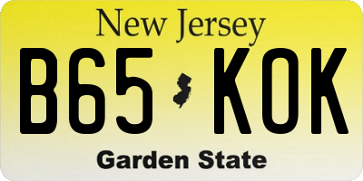 NJ license plate B65KOK