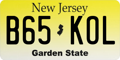 NJ license plate B65KOL