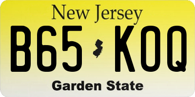 NJ license plate B65KOQ