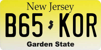 NJ license plate B65KOR
