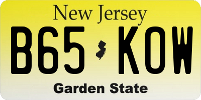 NJ license plate B65KOW