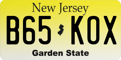 NJ license plate B65KOX