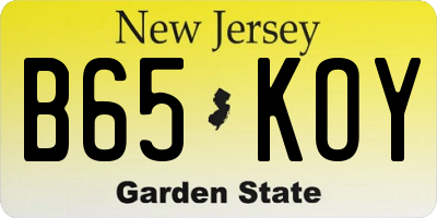 NJ license plate B65KOY