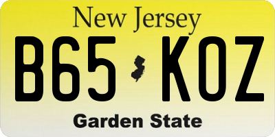 NJ license plate B65KOZ