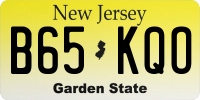 NJ license plate B65KQO