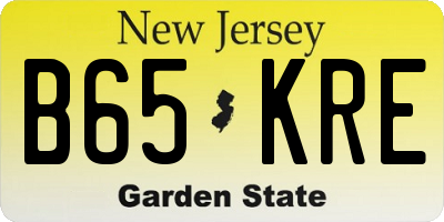 NJ license plate B65KRE