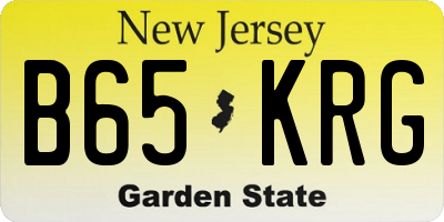 NJ license plate B65KRG