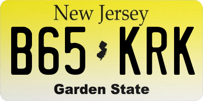 NJ license plate B65KRK