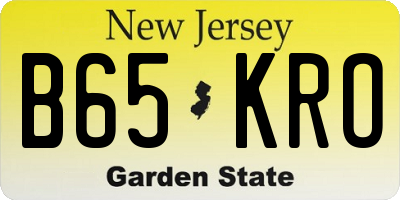 NJ license plate B65KRO