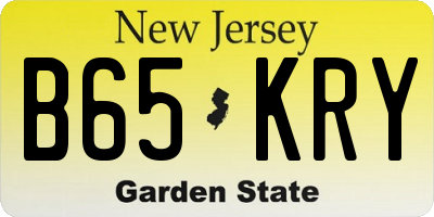 NJ license plate B65KRY