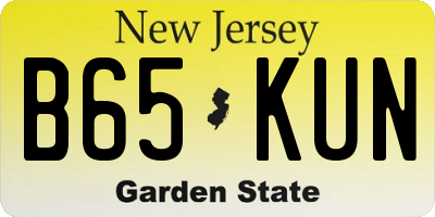 NJ license plate B65KUN