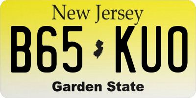 NJ license plate B65KUO