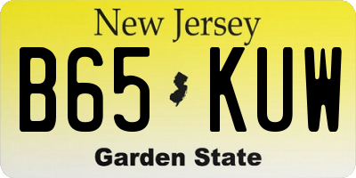 NJ license plate B65KUW
