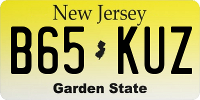 NJ license plate B65KUZ