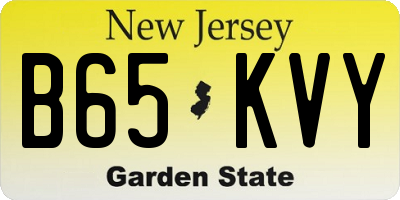 NJ license plate B65KVY