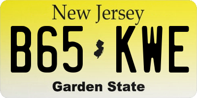NJ license plate B65KWE