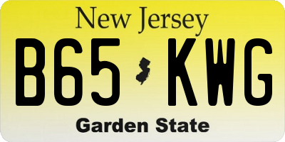 NJ license plate B65KWG