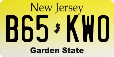 NJ license plate B65KWO
